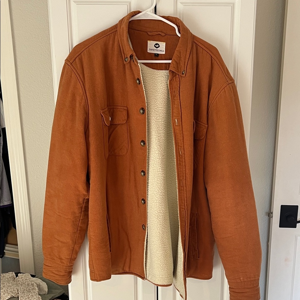 Fayettechill Men's Brown Jacket with Sherpa Lining